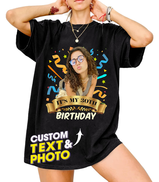 Custom Birthday Shirt Personalized Party Photo Shirts It's My Birthday Shirt Custom Picture Shirts Matching Group Tee Unique Gift for Him Her