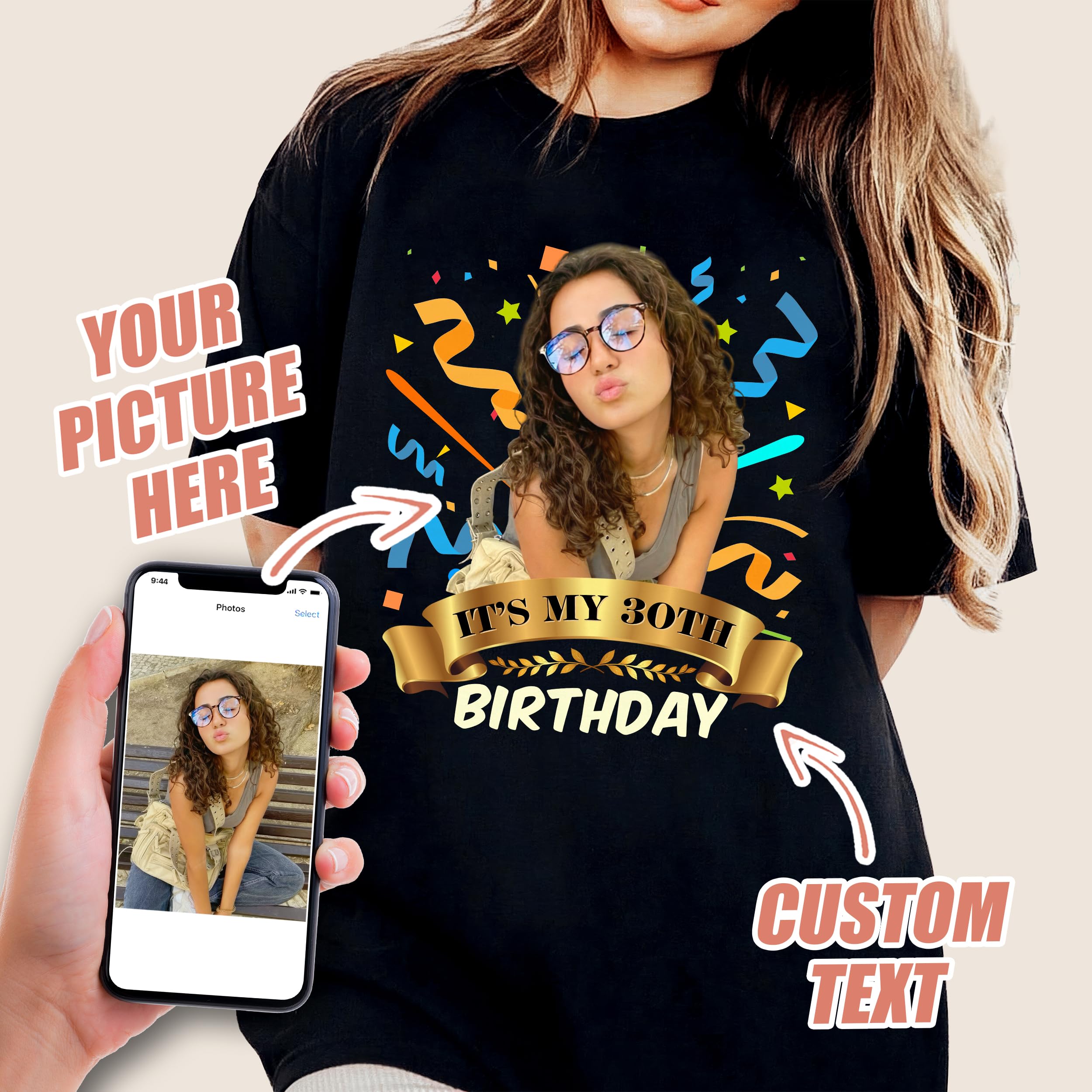 Custom Birthday Shirt Personalized Party Photo Shirts It's My Birthday Shirt Custom Picture Shirts Matching Group Tee Unique Gift for Him Her
