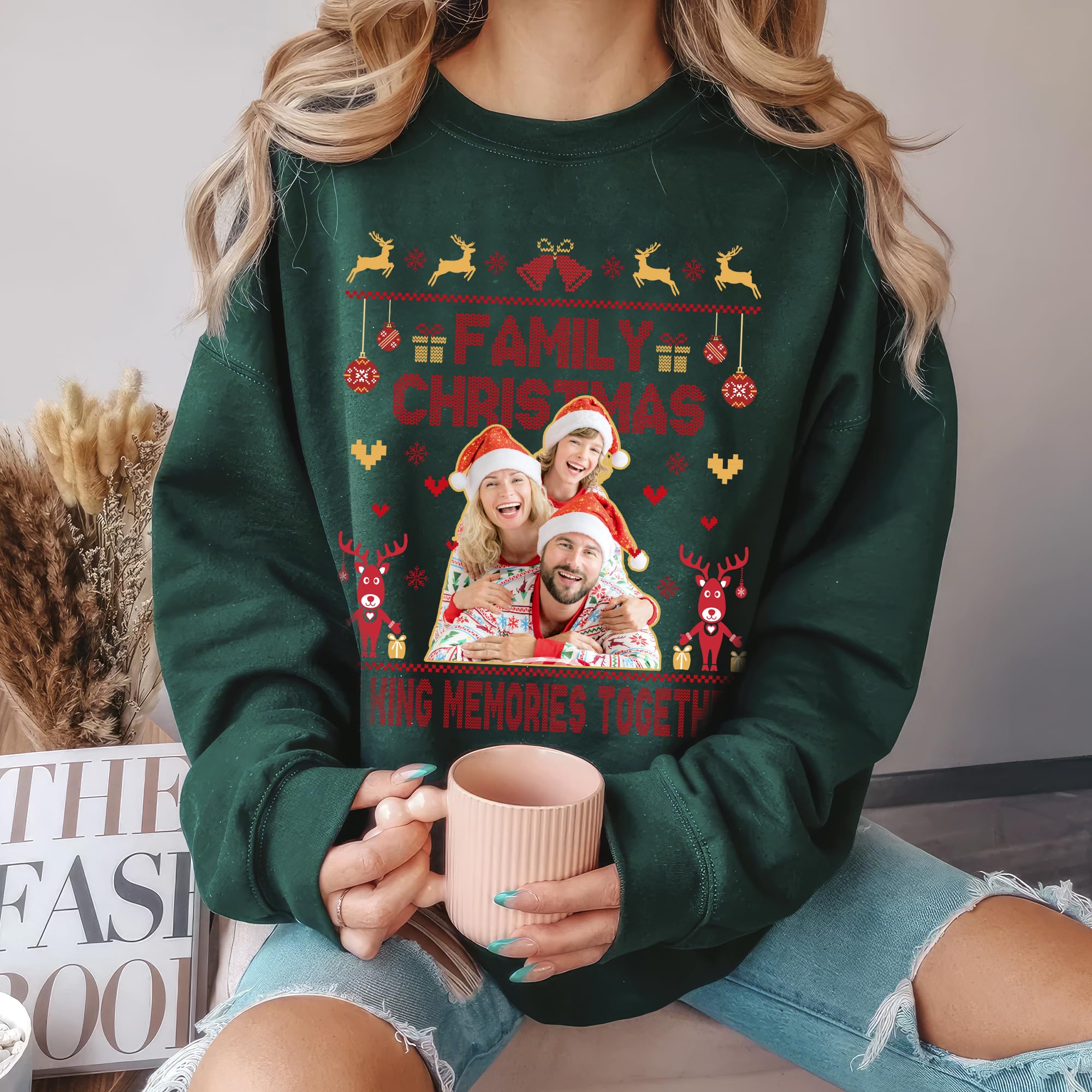 Custom Funny Family Christmas Shirt with Ugly Photo Customize Christmas Crew 2025 Sweater Funny Sarcastic Matching Outfit Xmas Squad Santa Shirts
