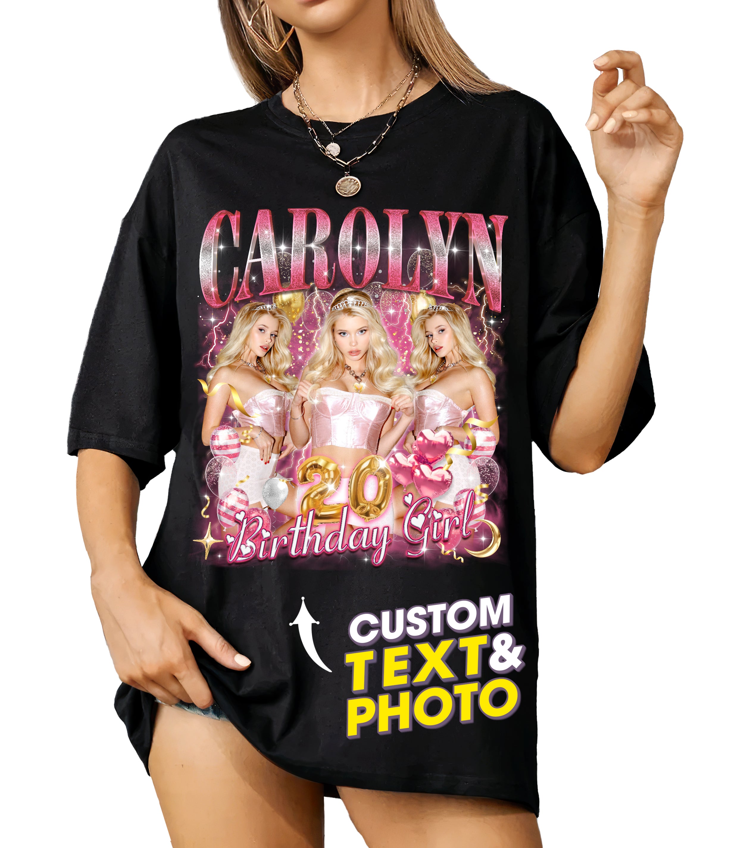 Mit & Mia Custom Birthday Shirt for Women Men Custom Bootleg Rap Tee Personalized Gifts for Birthday Girl Funny Shirts Family Matching Shirt