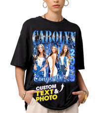 Mit & Mia Custom 2025 Graduate Shirt Customize Shirts with Picture Personalized Graduation T Shirts for Family Class of 2025 Custom Photo Graduation Senior Shirt