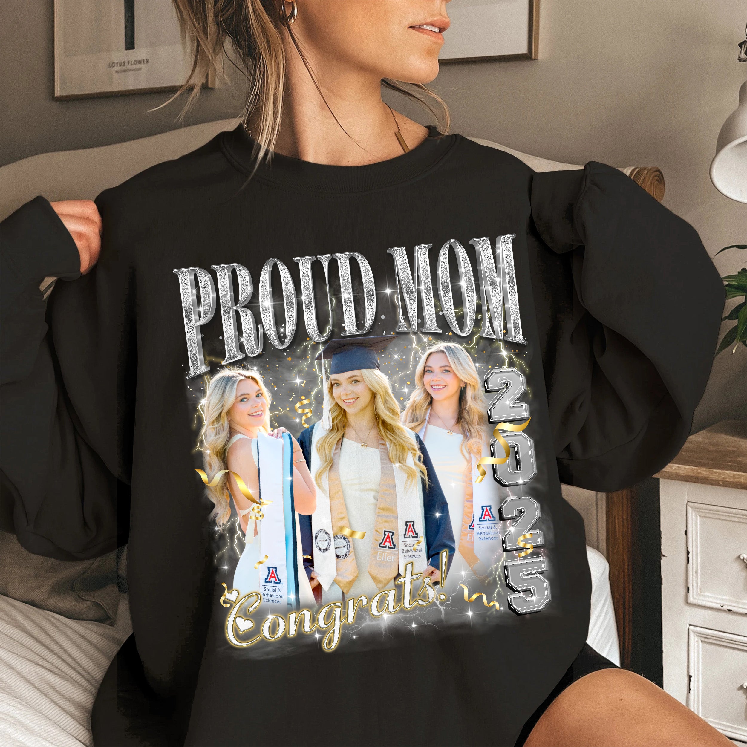 Mit & Mia Custom 2025 Graduate Shirt Customize Shirts with Picture Personalized Graduation T Shirts for Family Class of 2025 Custom Photo Graduation Senior Shirt