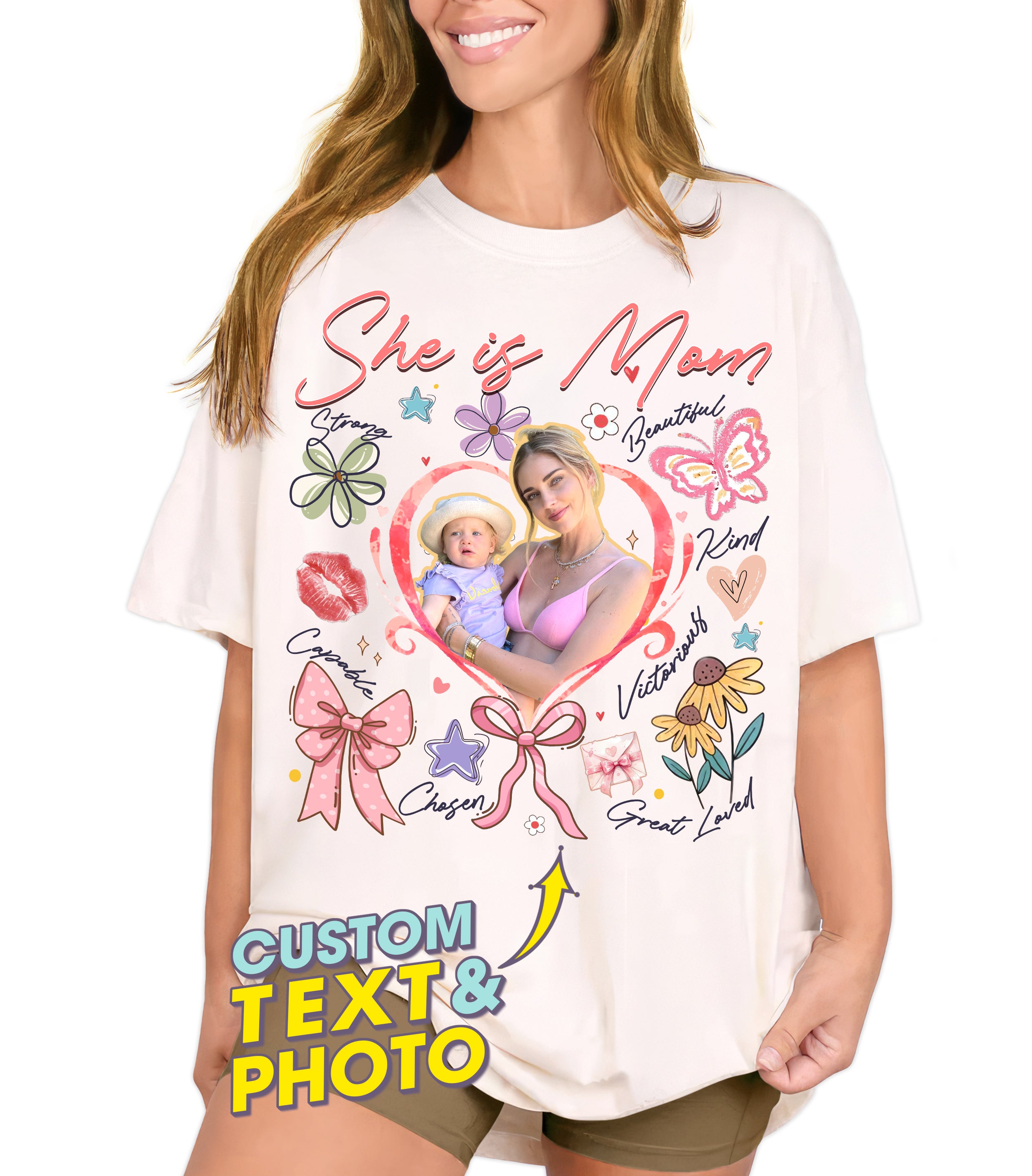 Custom T Shirts for Mom Best Mom Shirt for Mama Personalized Shirt with Face Photo Custom Unique Gifts for Mother Day from Daughter Son