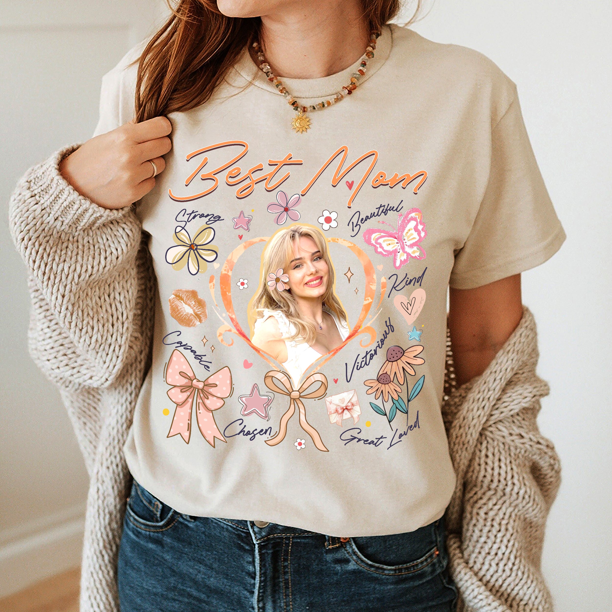 Custom T Shirts for Mom Best Mom Shirt for Mama Personalized Shirt with Face Photo Custom Unique Gifts for Mother Day from Daughter Son