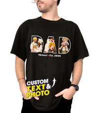 Custom Dad Shirts, Personalized Dad T-Shirt with Kids Name, Custom Daddy Grandpa Shirt with Photo, for Husband, Birthday Day Gift