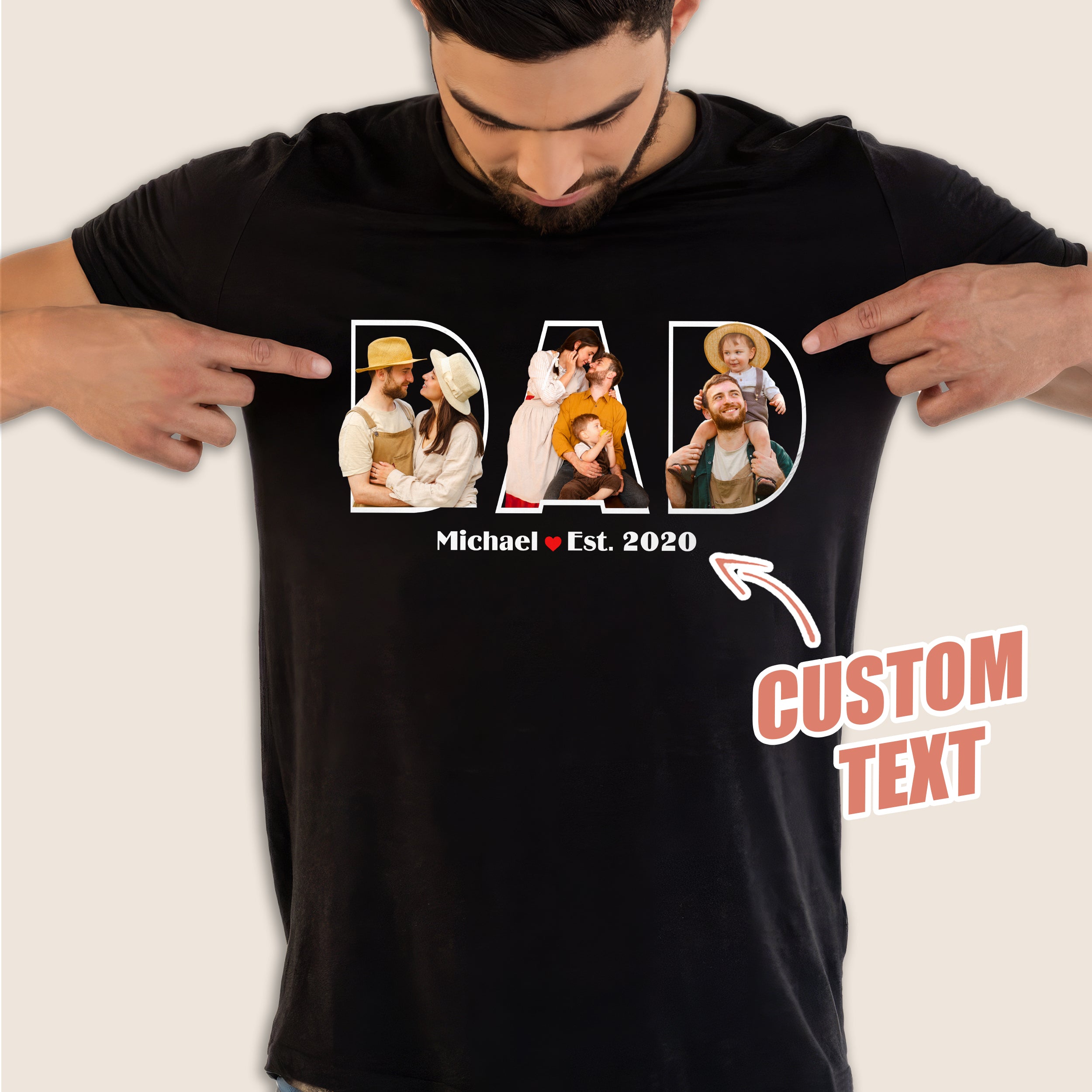 Custom Dad Shirts, Personalized Dad T-Shirt with Kids Name, Custom Daddy Grandpa Shirt with Photo, for Husband, Birthday Day Gift