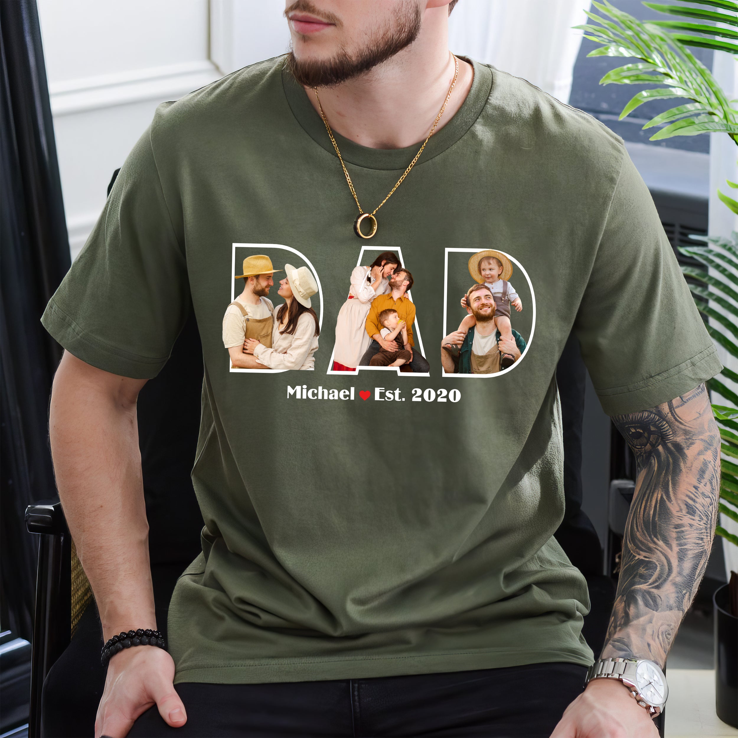 Custom Dad Shirts, Personalized Dad T-Shirt with Kids Name, Custom Daddy Grandpa Shirt with Photo, for Husband, Birthday Day Gift