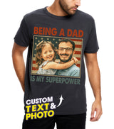 Mit & Mia Fathers Day Shirt for Dad Personalized T-Shirt with Photos Vintage Face Daddy Shirts Custom Shirt 1st for Husband