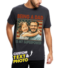 Fathers Day Shirt for Dad Personalized T-Shirt with Photos Vintage Face Daddy Shirts Custom Shirt 1st for Husband