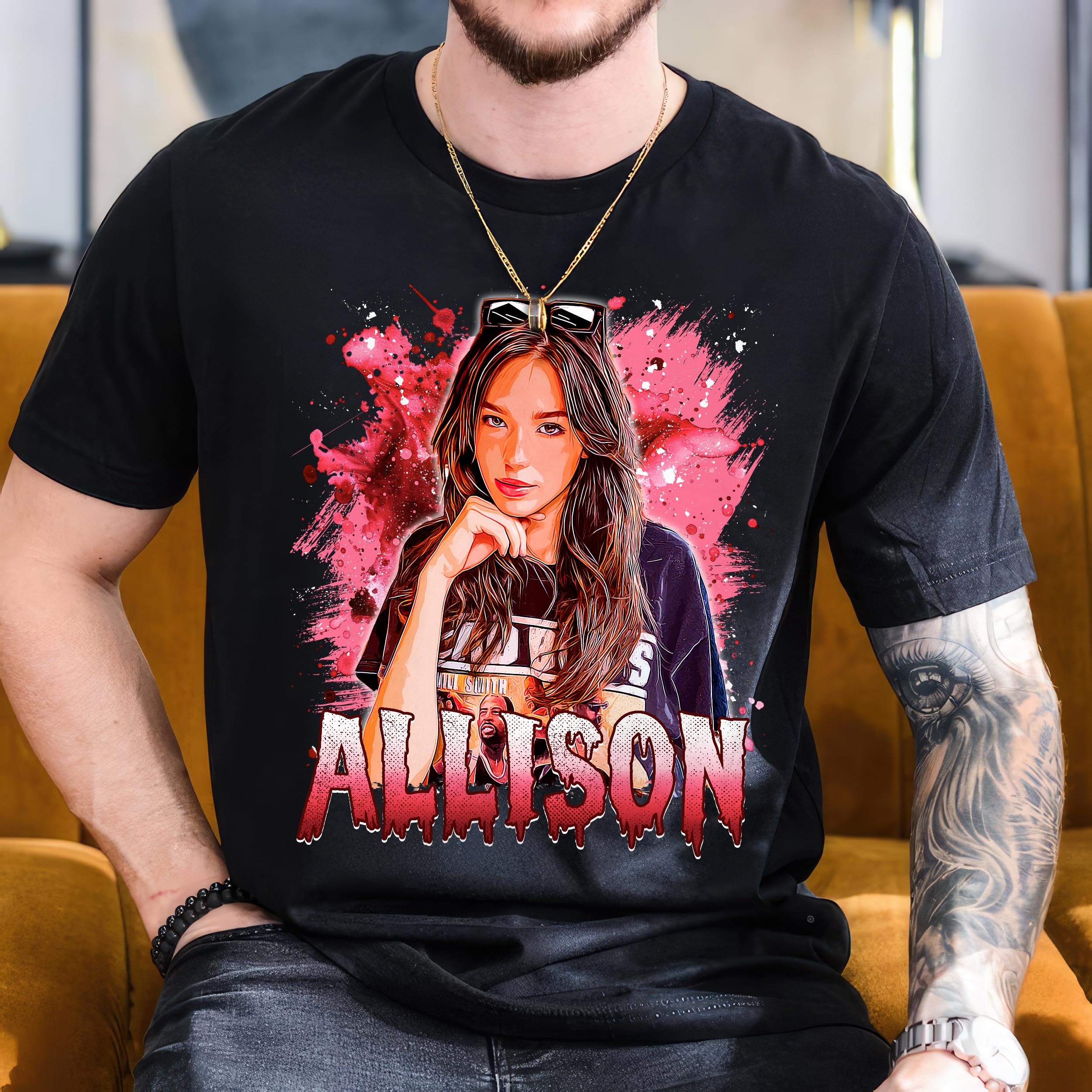 Custom T Shirts Bootleg Rap Tee Shirts for Boyfriend Girlfriend Vintage Bootleg Style Graphic Face Photo Gift Idea for Valentines Birthday Christmas