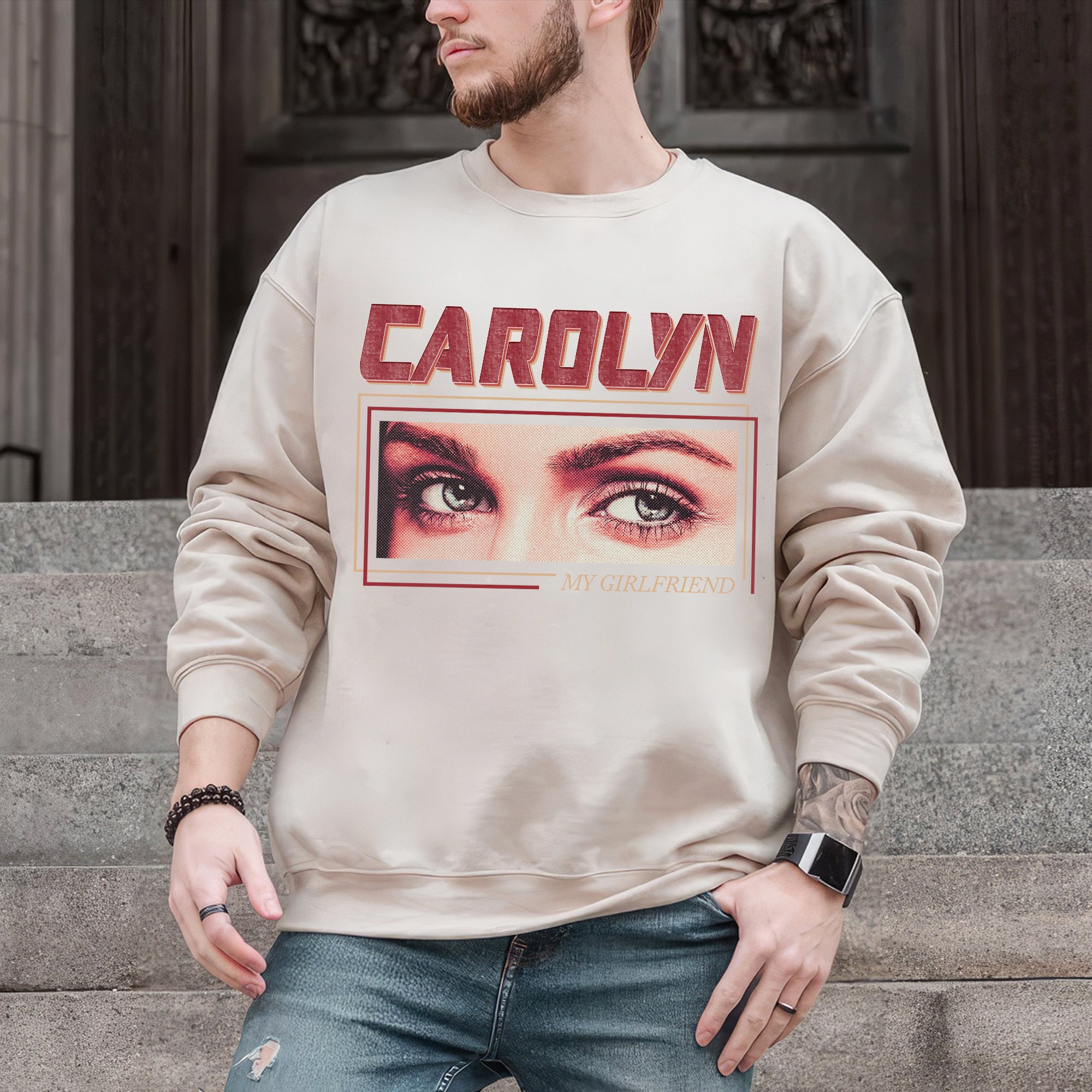 Mit & Mia Custom Shirts for Boyfriend Custom Eye Shirt Girlfriend Face Shirt with Photo Valentine Gift for Him Custom Your Own Tee I Love My Girlfriend