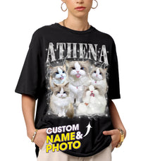 Mit & Mia Custom Your Pet Bootleg Rap Tee Custom Photo Shirt for Boyfriend Girlfriend Custom 90s Vintage Shirt Graphic Tees Birthday Valentine Day Gifts for Dog Cat Lovers