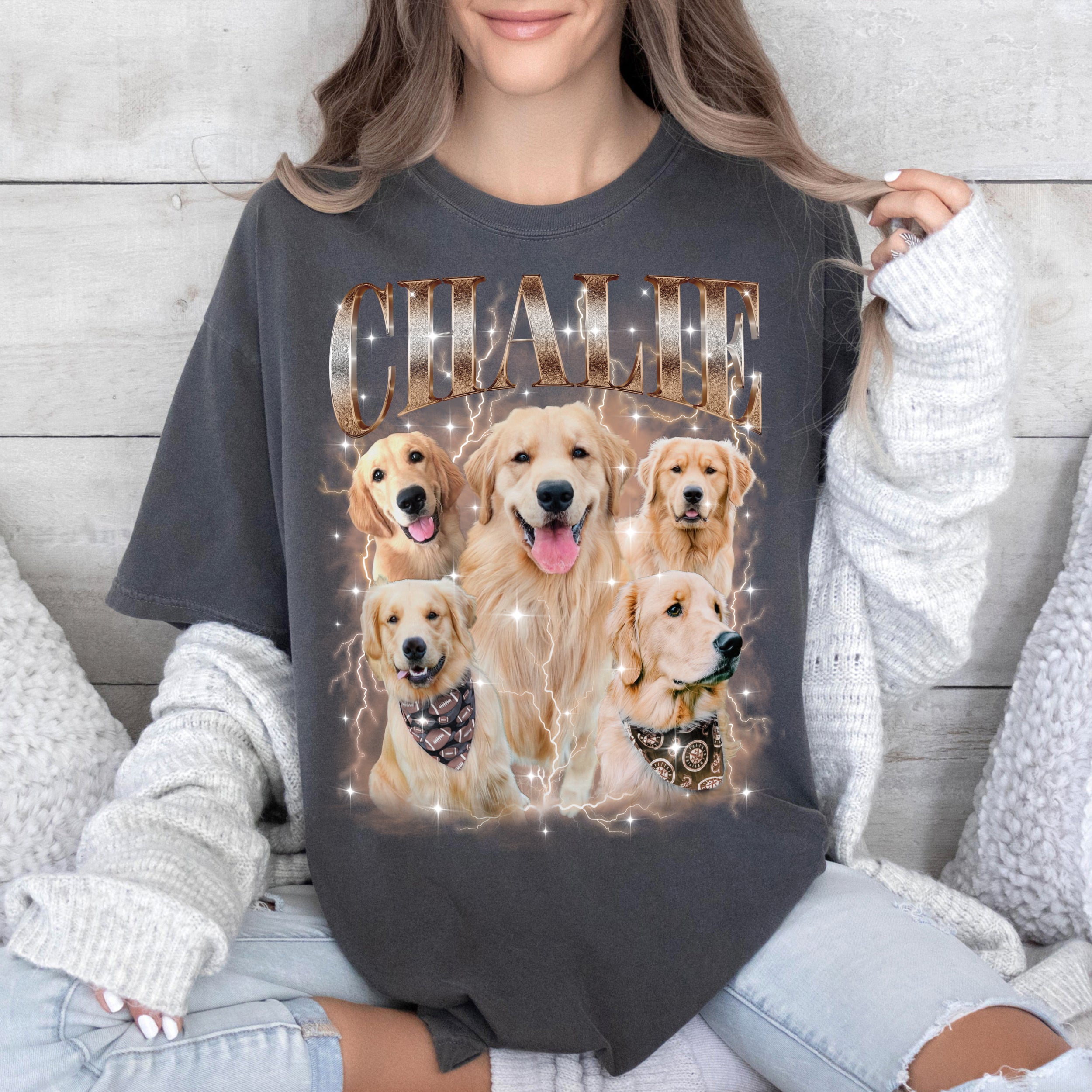 Mit & Mia Custom Your Pet Bootleg Rap Tee Custom Photo Shirt for Boyfriend Girlfriend Custom 90s Vintage Shirt Graphic Tees Birthday Valentine Day Gifts for Dog Cat Lovers