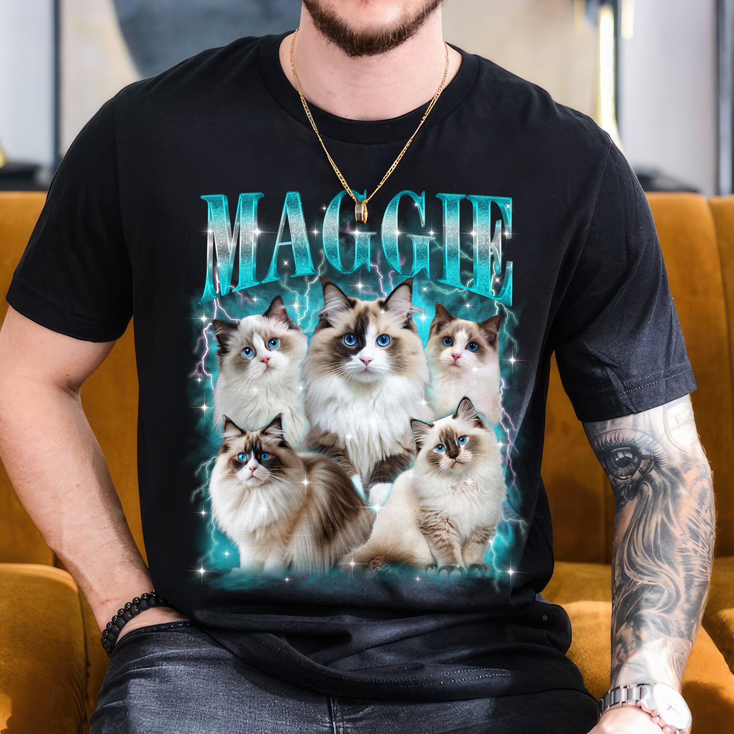 Mit & Mia Custom Your Pet Bootleg Rap Tee Custom Photo Shirt for Boyfriend Girlfriend Custom 90s Vintage Shirt Graphic Tees Birthday Valentine Day Gifts for Dog Cat Lovers