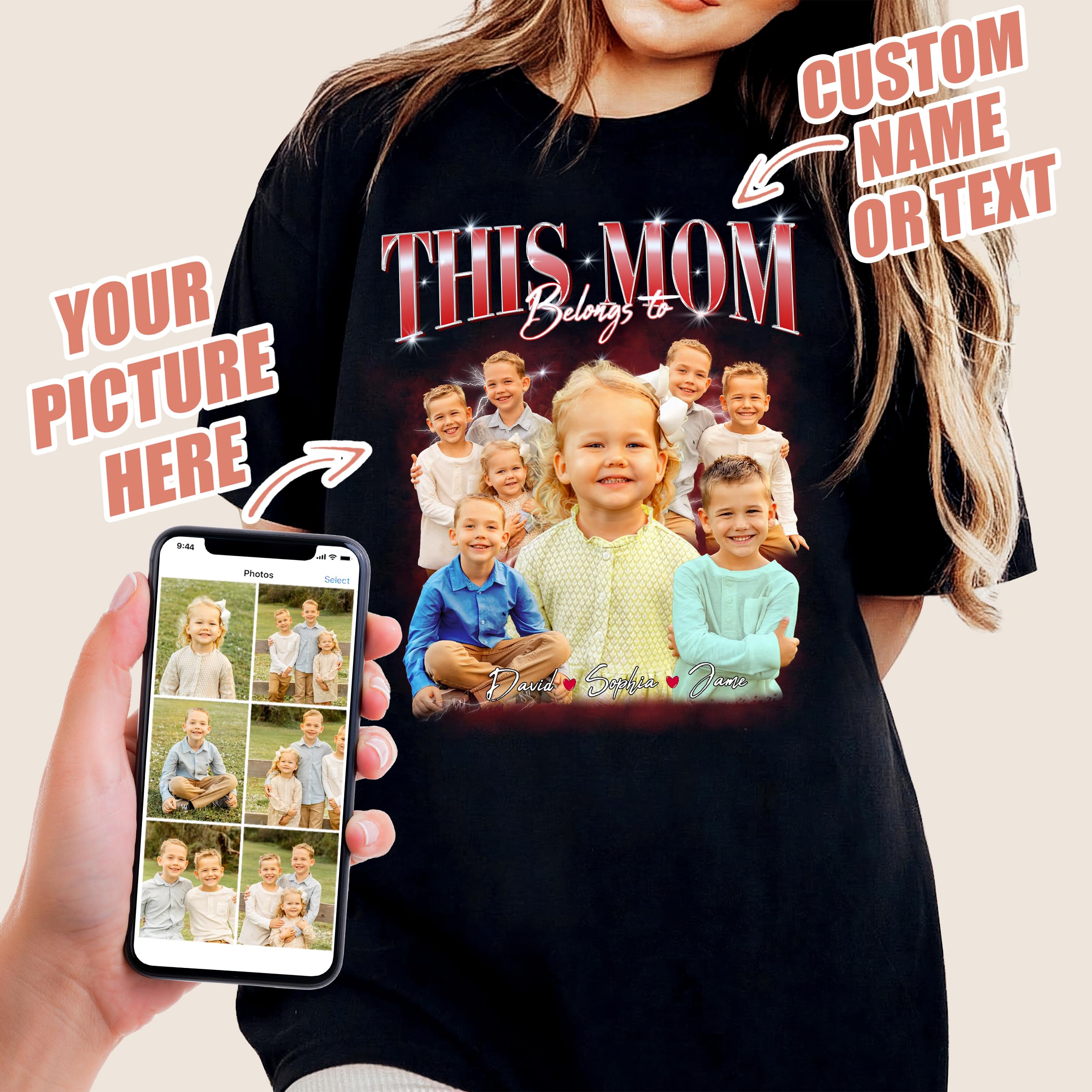 Mit & Mia Custom Mothers Day Shirt Custom Bootleg Rap Tee Personalized Mom Shirt Custom Your Own Vintage Shirt Graphic Tees Birthday