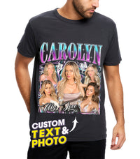 Mit & Mia Custom Your Own Bootleg Rap T Shirts for Boyfriend Girlfriend Shirt Custom Bootleg Rap Tee Vintage Face Shirt with Photo Gift for Christmas and Valentines