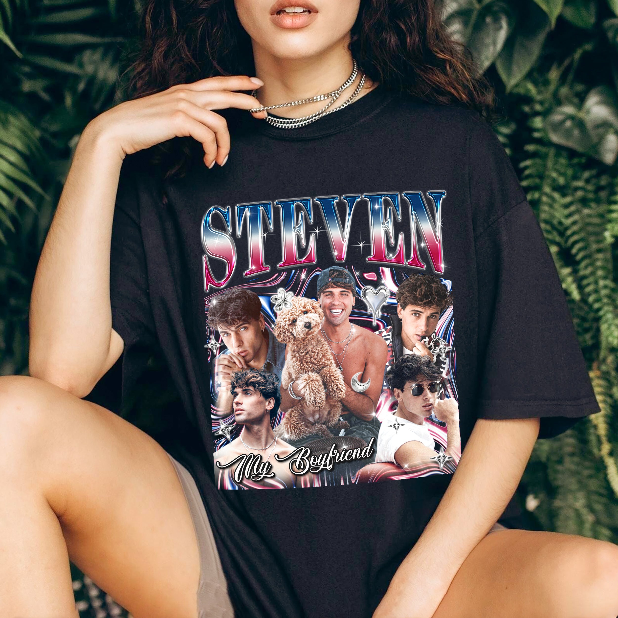 Mit & Mia Custom Your Own Bootleg Rap T Shirts for Boyfriend Girlfriend Shirt Custom Bootleg Rap Tee Vintage Face Shirt with Photo Gift for Christmas and Valentines