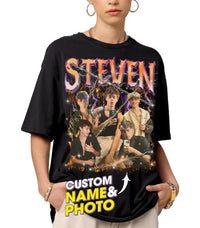 Custom Bootleg Rap Tee Shirt for Boyfriend Girlfriend Custom Face Tshirt Vintage Graphic Shirt Gift Idea for Birthday and Valentines Day