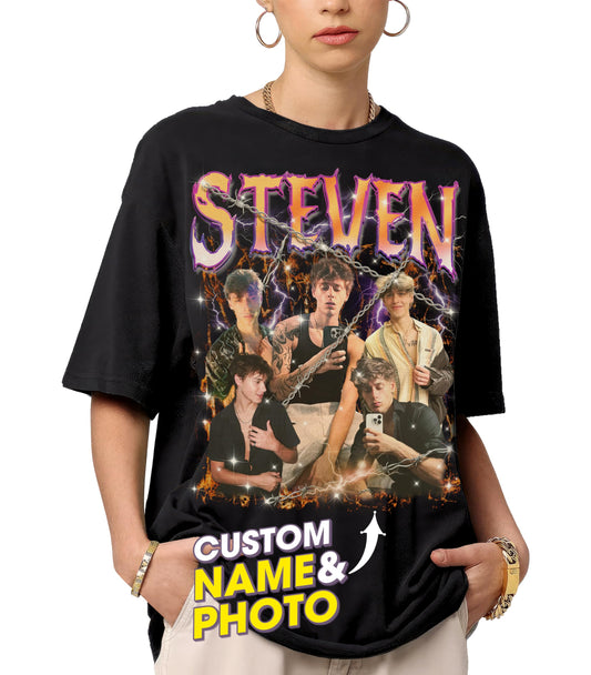 Custom Bootleg Rap Tee Shirt for Boyfriend Girlfriend Custom Face Tshirt Vintage Graphic Shirt Gift Idea for Birthday and Valentines Day