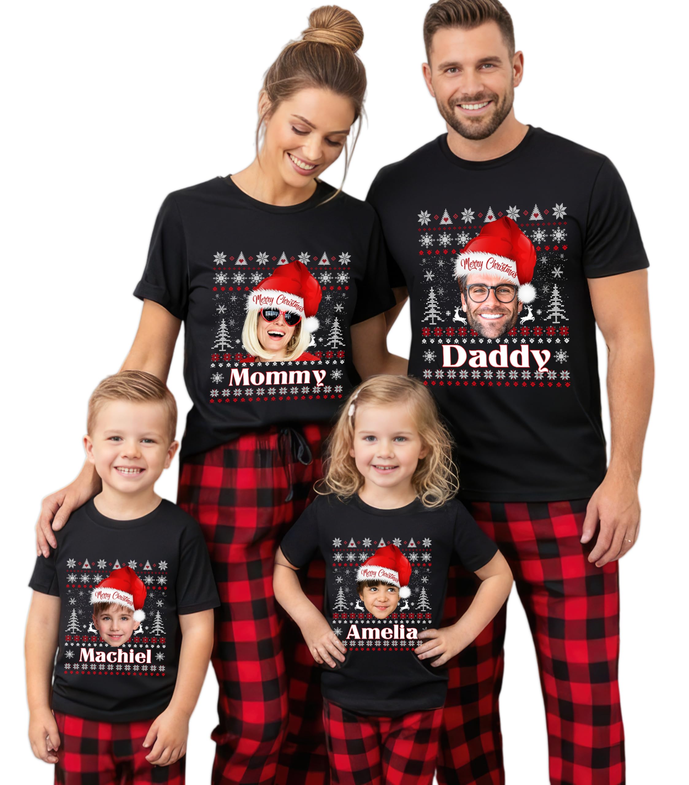 Custom Face Ugly Christmas Shirt & Sweater - Customize Matching Family T Shirts & Sweatshirts for Women & Men