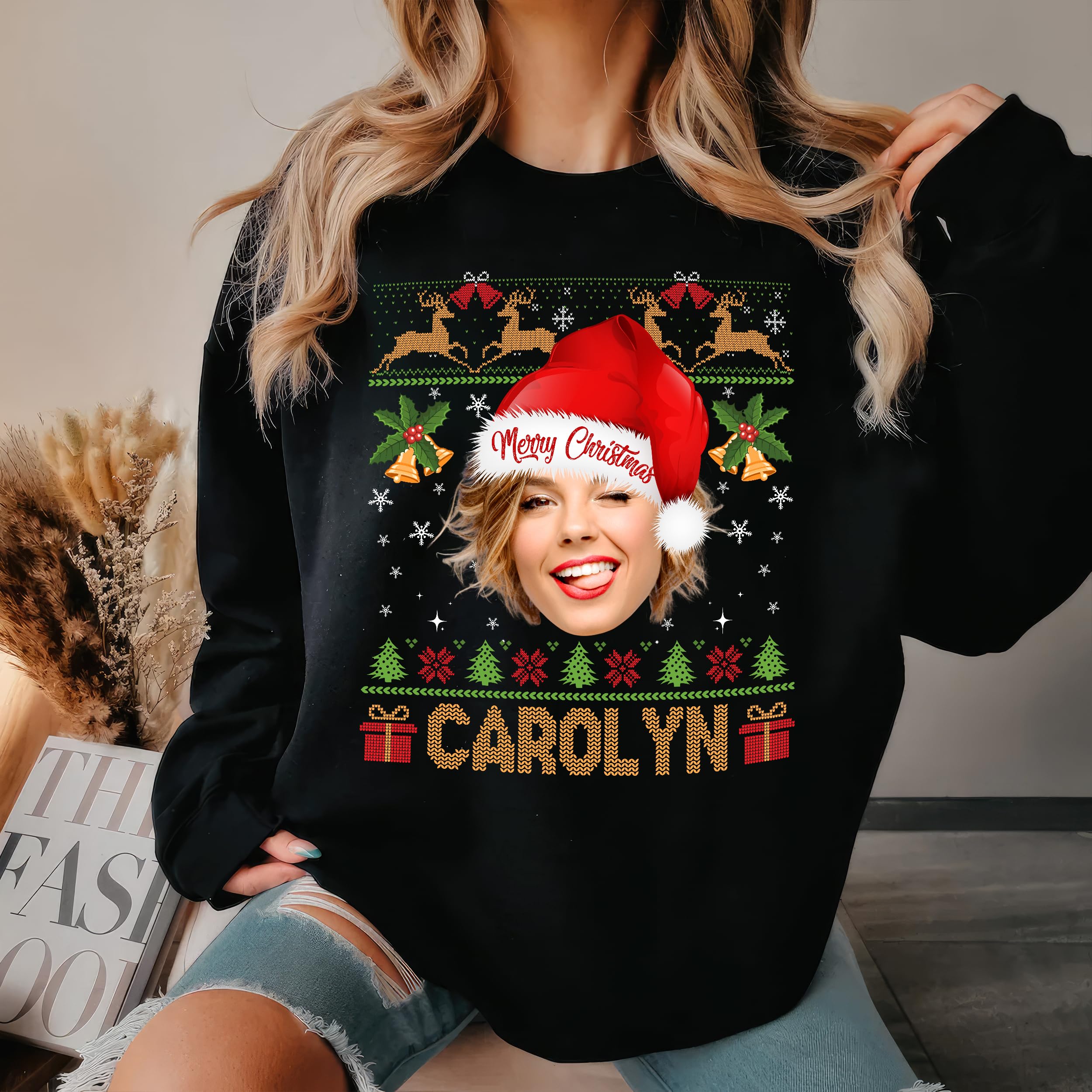 Custom Face Ugly Christmas Shirt & Sweater - Customize Matching Family T Shirts & Sweatshirts for Women & Men
