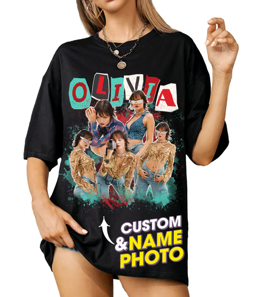 Mit & Mia Custom Your Own Bootleg Rap Tee Customized T Shirts for Boyfriend Girlfriend Face Vintage Graphic Custom Face Photo Gift Idea for Valentines and Birthday Day