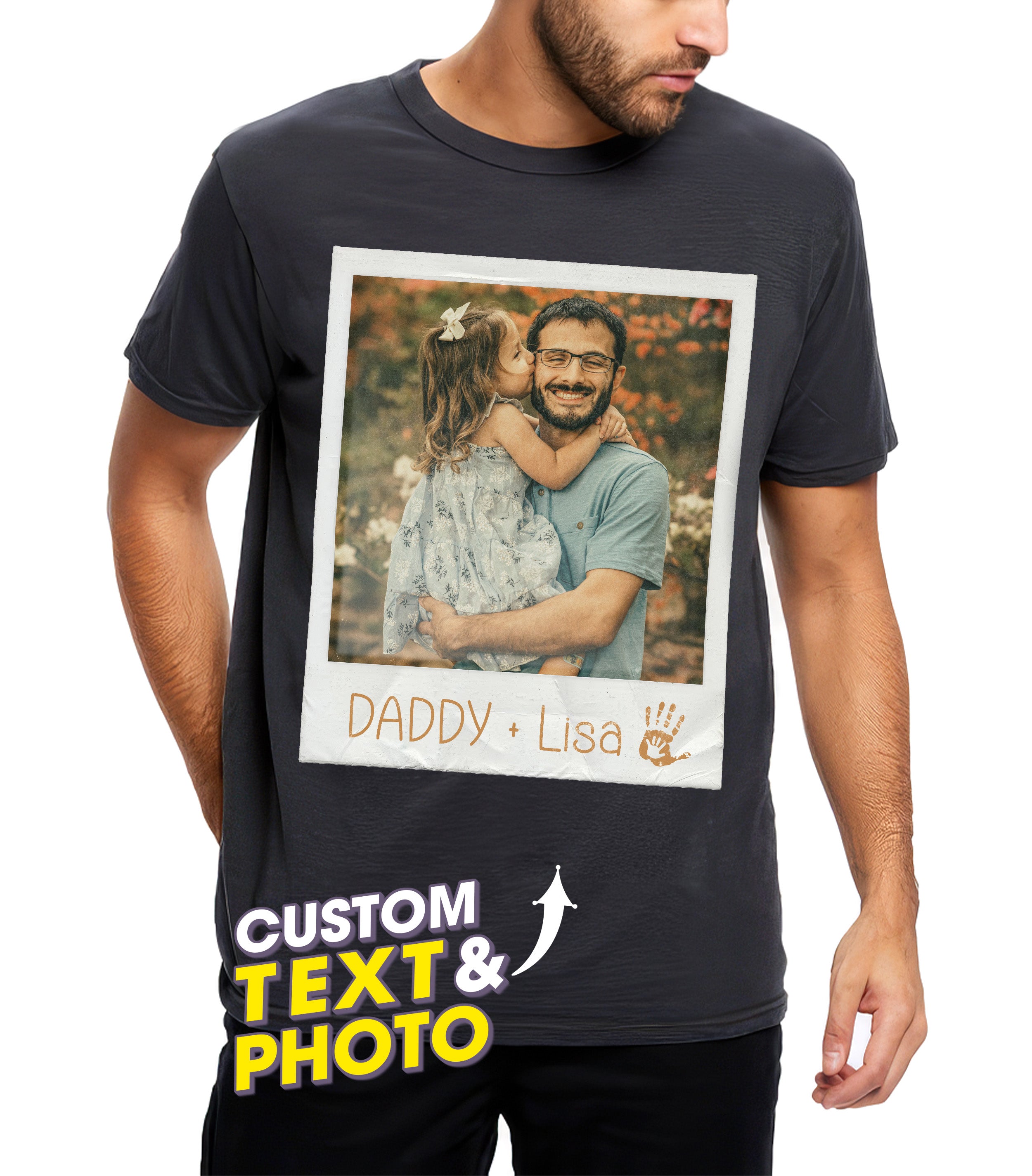 Personalized for Dad Custom Shirts with Pictures Vintage Tee Custom Face Shirt for Dad Daddy Shirt Gifts Idea for Fathers Day from Daughter and Son