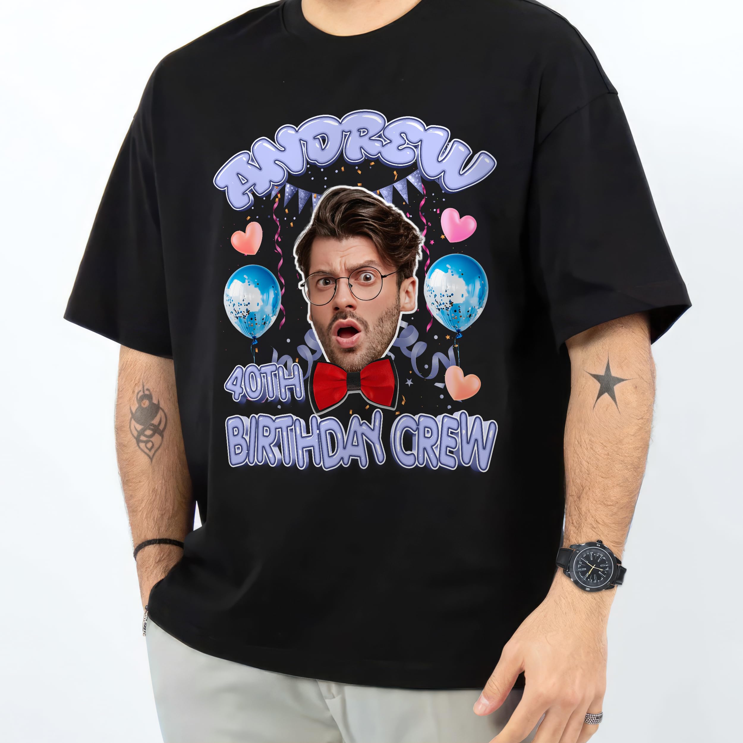 Custom Birthday Matching Shirts for Women Men Personalized Gifts for Birthday Funny Face Shirts with Photos
