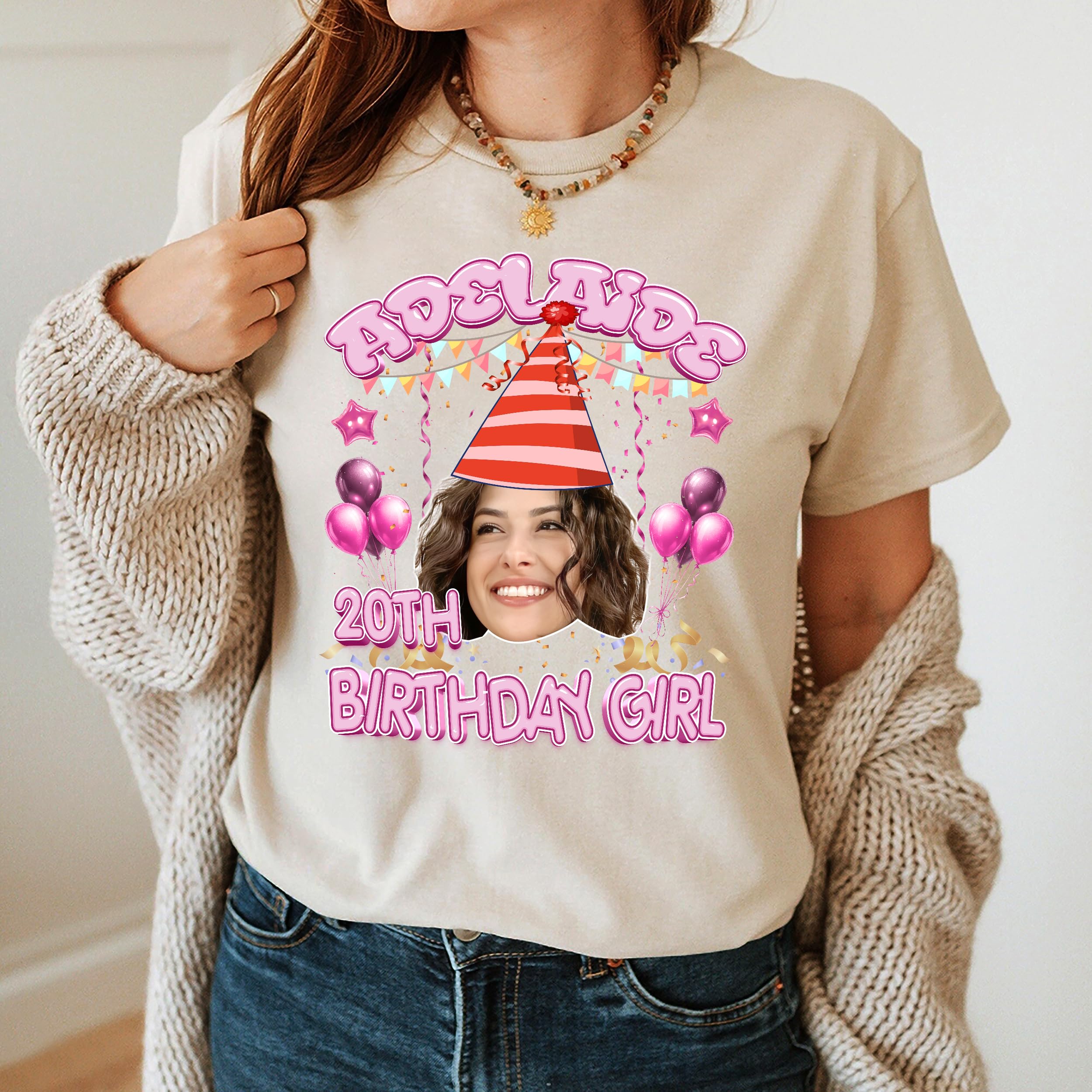 Custom Birthday Matching Shirts for Women Men Personalized Gifts for Birthday Funny Face Shirts with Photos