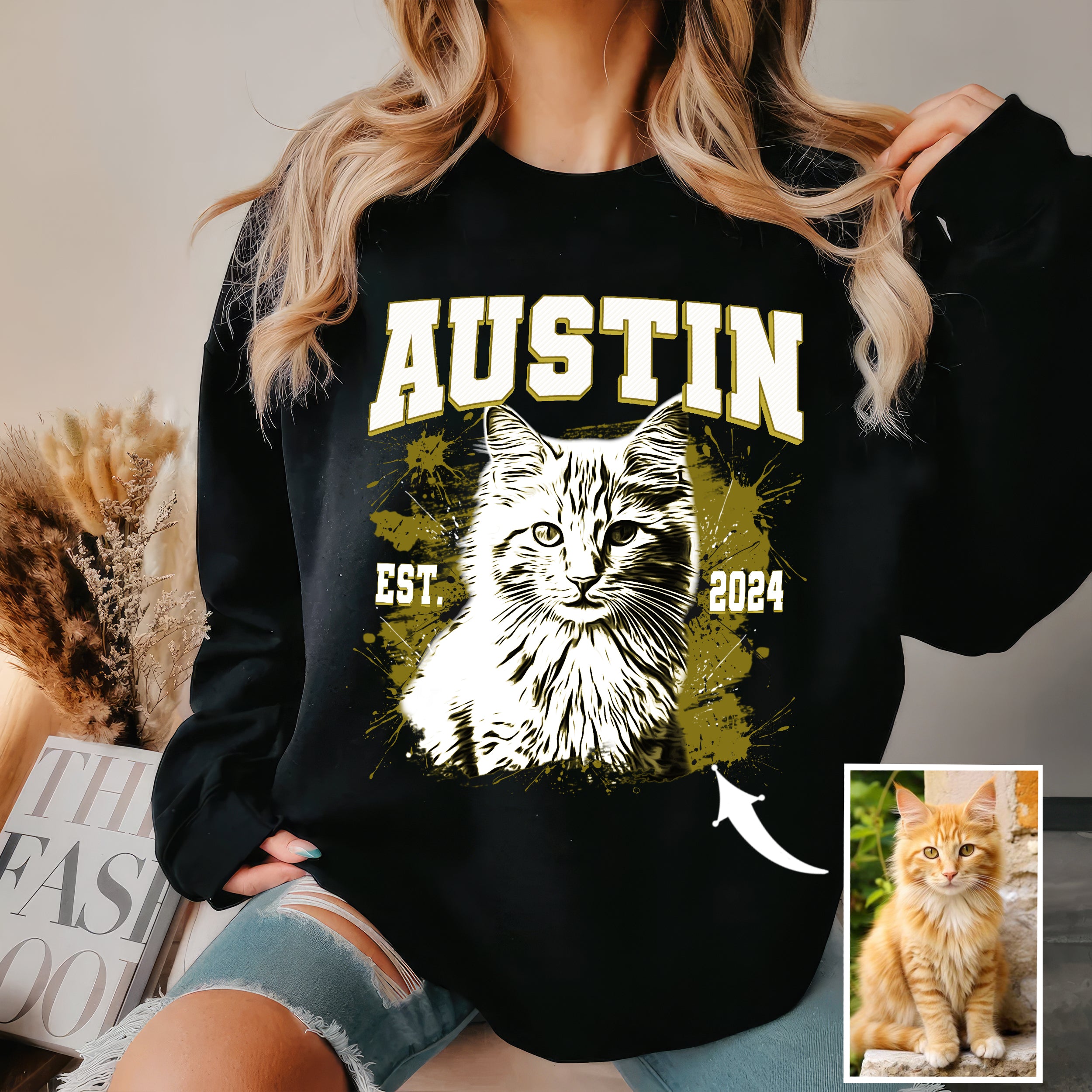 Mit & Mia Custom T Shirts with Photo Vintage Graphic Tees Custom Dog Shirt Unique Gifts for Dog Cat Lovers Custom Pet Shirt Birthday