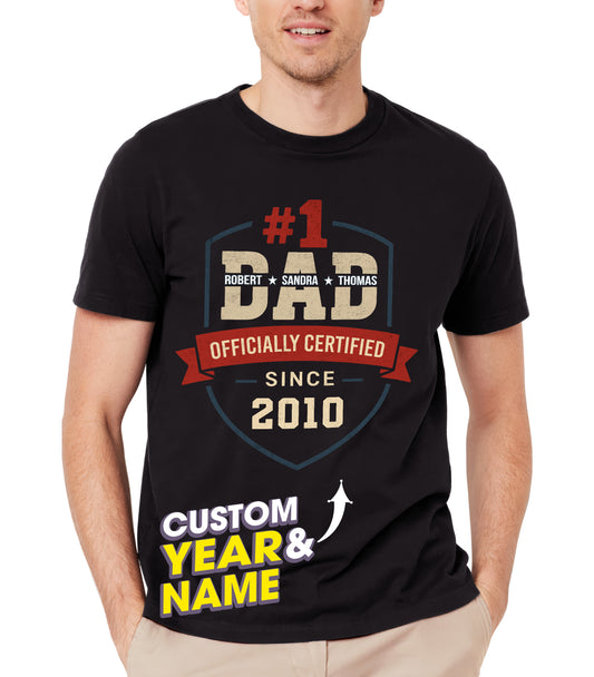 Personalized for Dad Custom #1 Dad Shirts with Kids Name Shirt for Daddy Gifts Idea for Fathers Day from Wife Daughter and Son