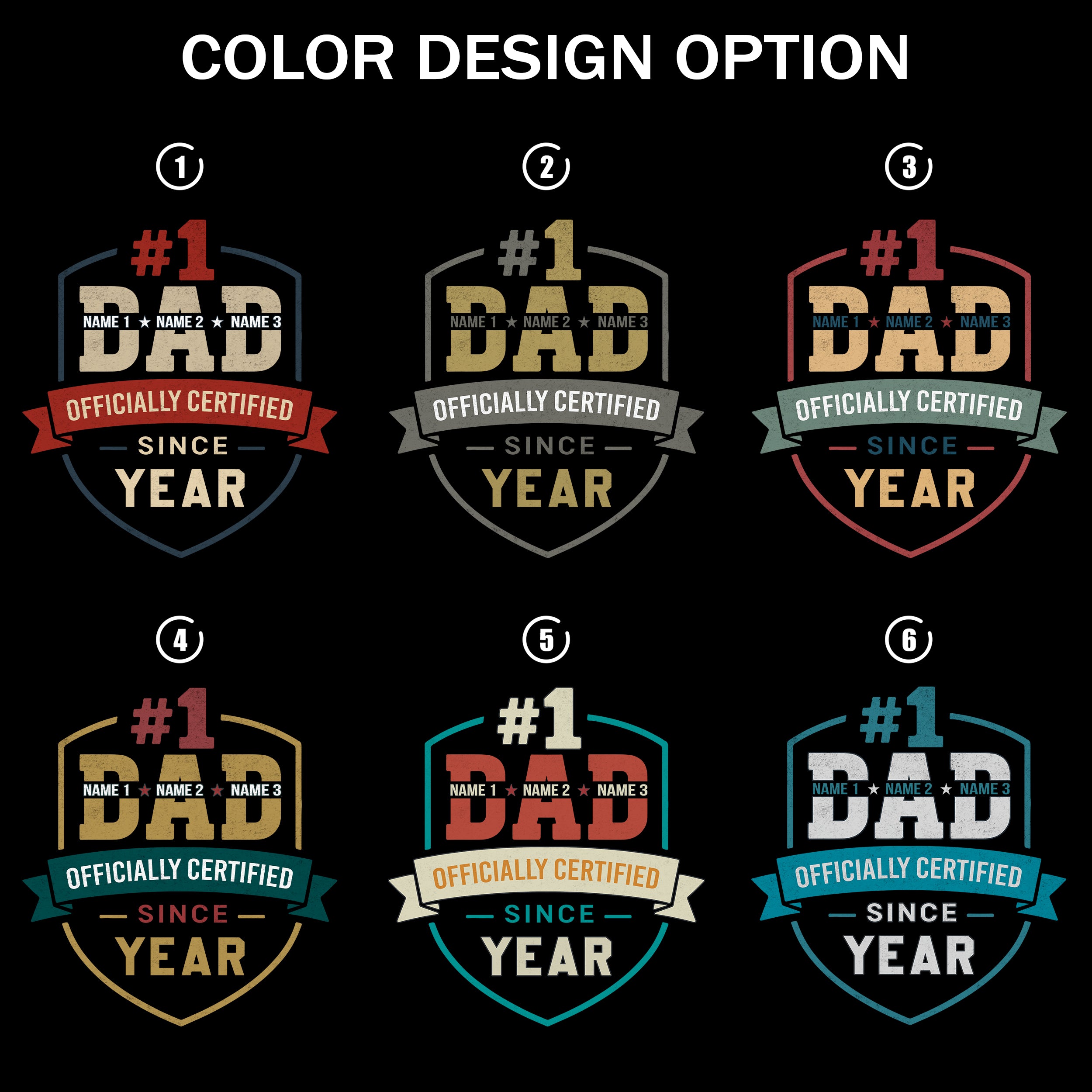 Personalized for Dad Custom #1 Dad Shirts with Kids Name Shirt for Daddy Gifts Idea for Fathers Day from Wife Daughter and Son