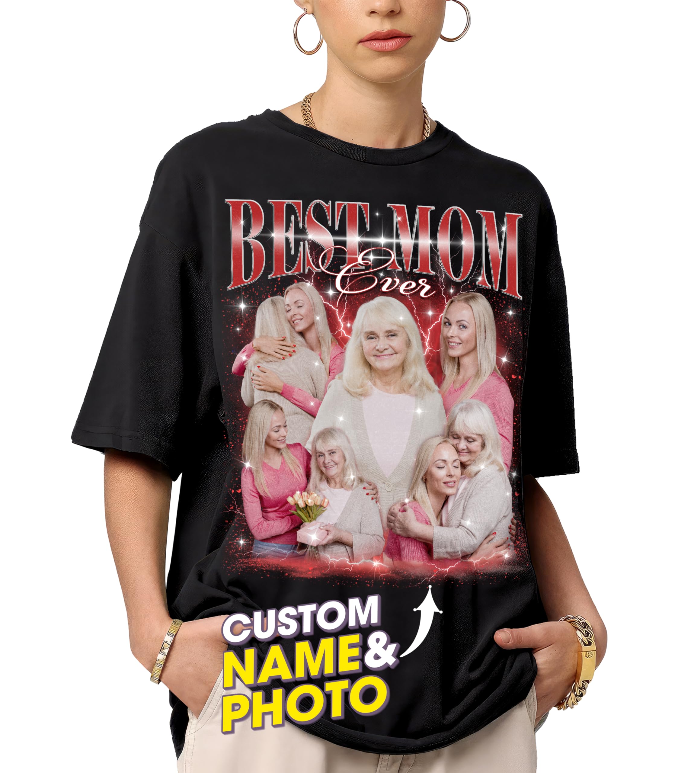 Mit & Mia Custom Bootleg Rap Tee Custom Mothers Day Shirt Personalized Mom Shirt Custom Vintage Shirt Custom Graphic Tees Birthday from Daughter Son