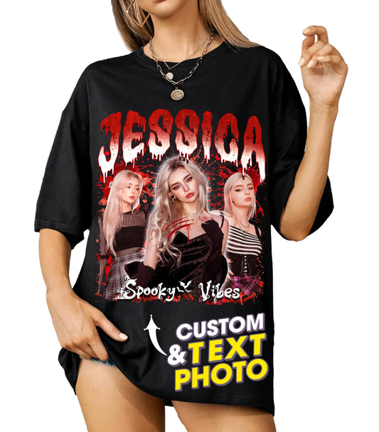 Custom Your Own Bootleg Rap Tee Shirts Custom T Shirt with Photo Vintage Shirt for Boyfriend Girlfriend Unique Gift for Halloween Christmas Birthday Shirt