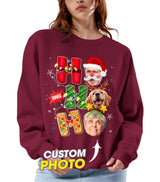 Custom Shirt with Photo Face Ugly Christmas Sweater Funny Shirt Personalized Photo T Shirts Matching Family Christmas Shirts Gift for Christmas