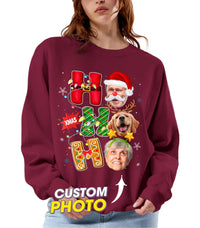 Custom Shirt with Photo Face Ugly Christmas Sweater Funny Shirt Personalized Photo T Shirts Matching Family Christmas Shirts Gift for Christmas