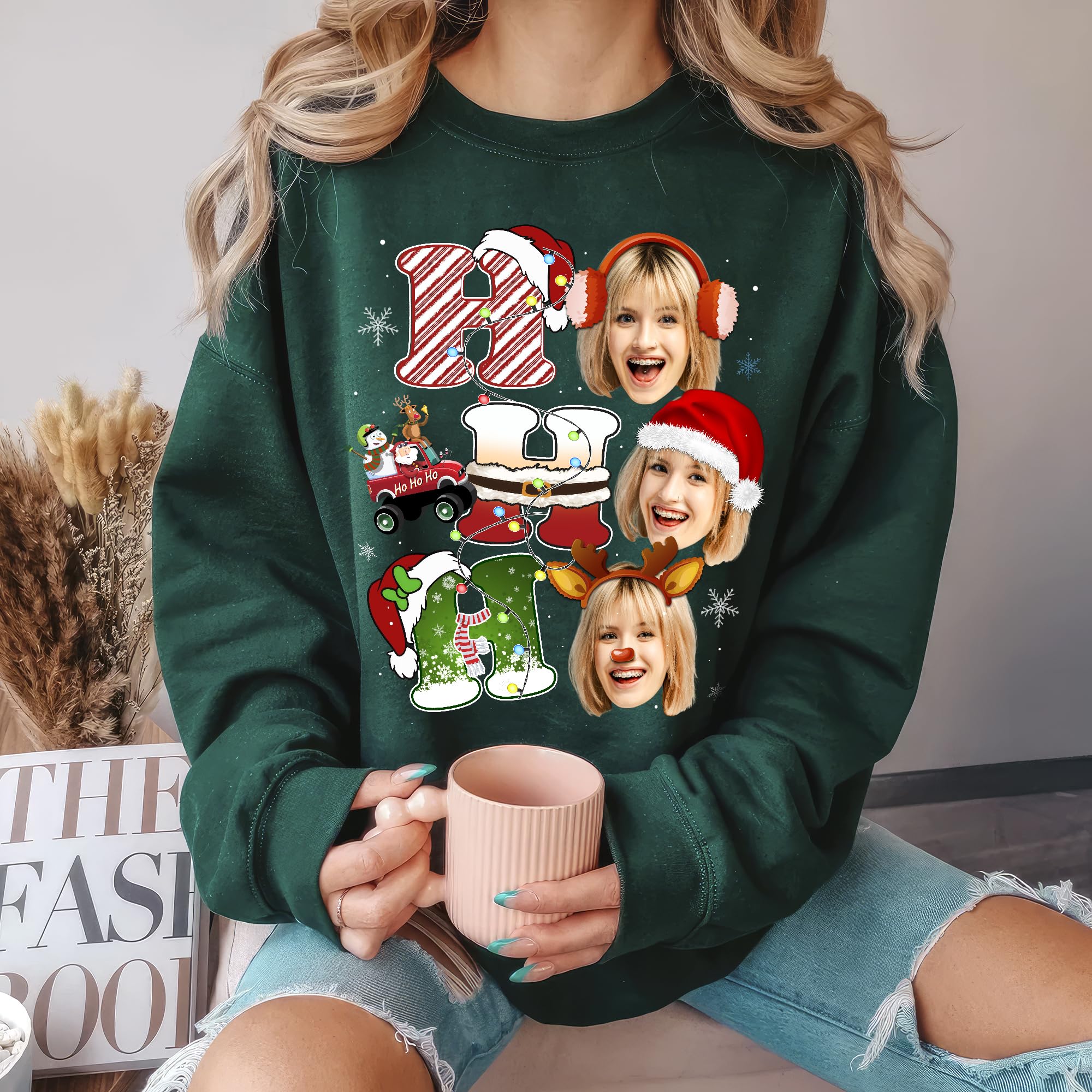 Custom Shirt with Photo Face Ugly Christmas Sweater Funny Shirt Personalized Photo T Shirts Matching Family Christmas Shirts Gift for Christmas