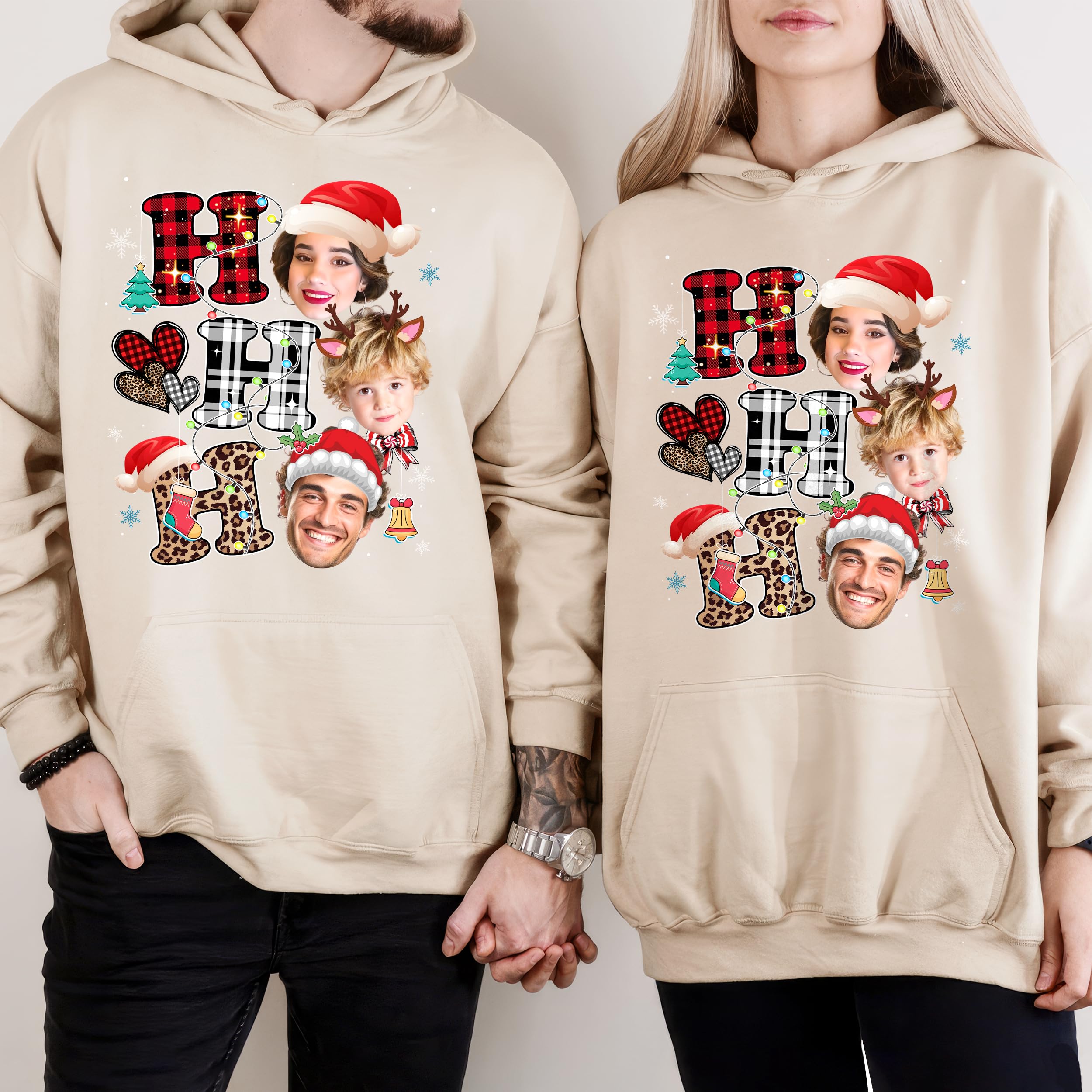 Custom Shirt with Photo Face Ugly Christmas Sweater Funny Shirt Personalized Photo T Shirts Matching Family Christmas Shirts Gift for Christmas