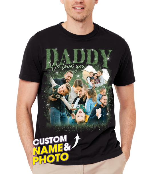 Custom Bootleg Rap Tee Shirts Personalized Vintage Tee Custom Face Shirts Daddy Dad Shirt Gifts Idea for Father's Day Christmas