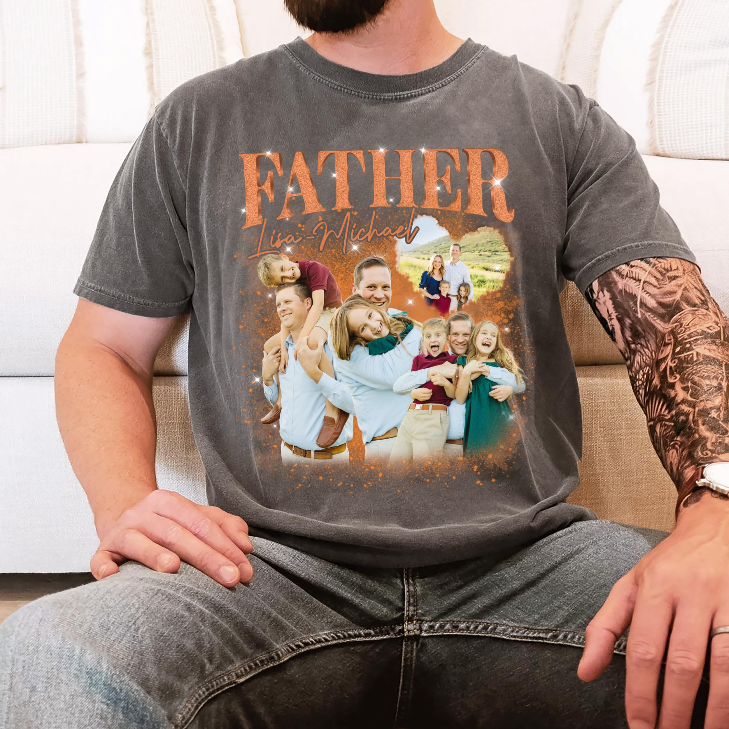 Custom Bootleg Rap Tee Shirts Personalized Vintage Tee Custom Face Shirts Daddy Dad Shirt Gifts Idea for Father's Day Christmas