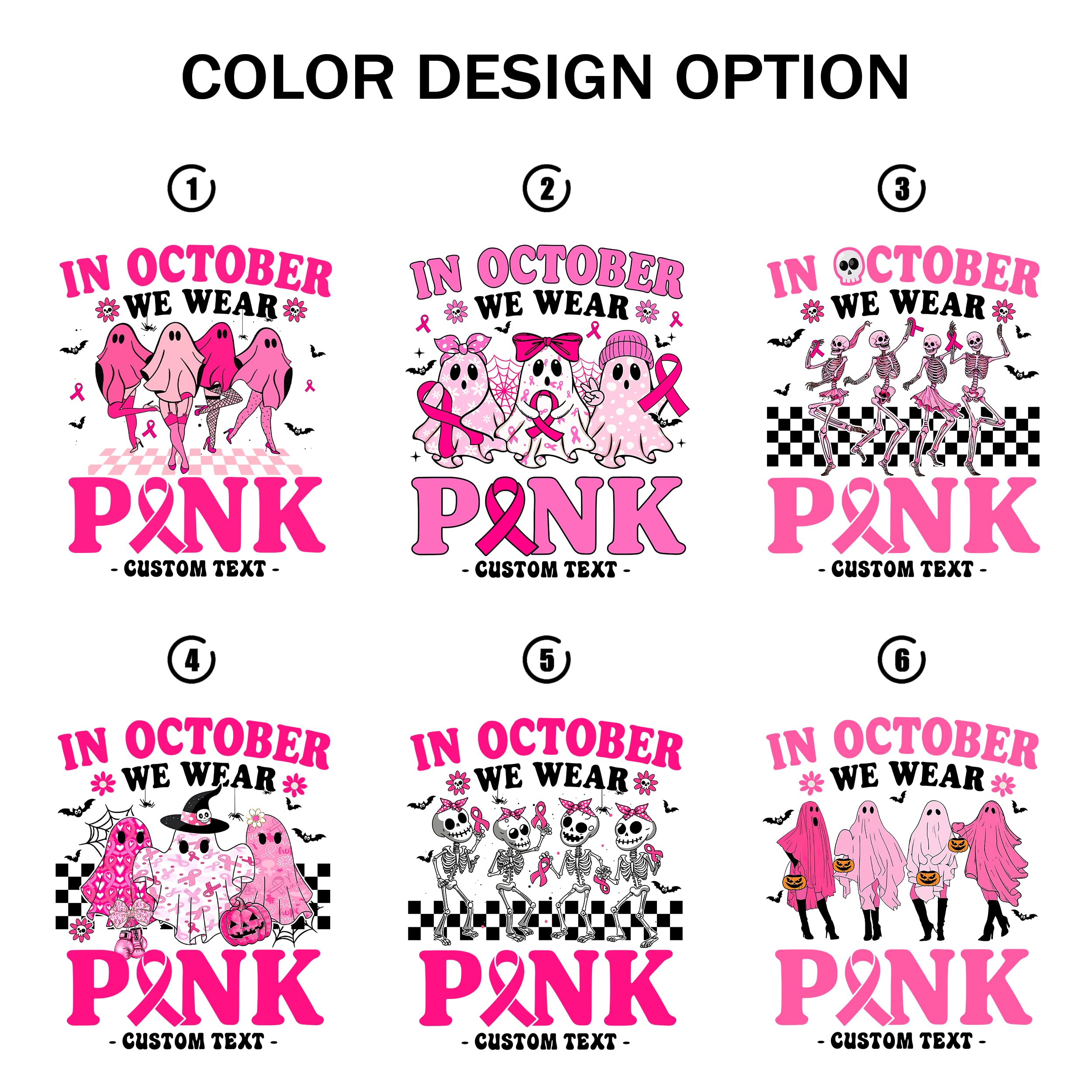 Personalized Breast Cancer Awareness Shirts for Women in October We Wear Pink Halloween Ghost T-Shirt Pink Ribbon Warrior Tee