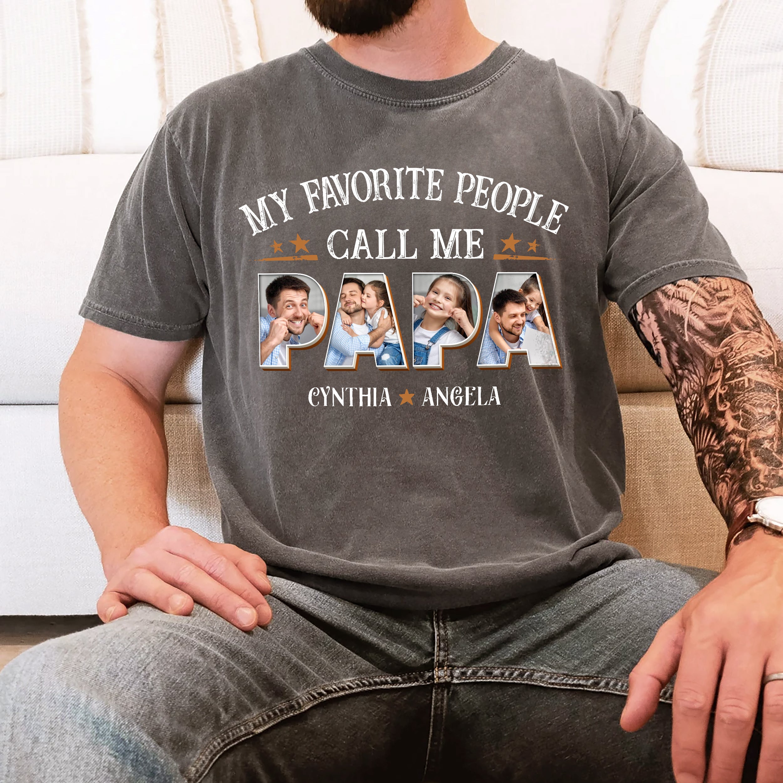 Personalized Best Dad Ever T-Shirt with Kids Name, Custom Dad Grandpa Shirt with Photo, Fathers Day T-Shirt, Gift for Husband, Grandpa Gift from Kids