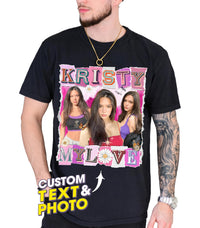 Custom Shirt Custom Your Own Bootleg Rap Tee Shirts for Boyfriend Girlfriend Vintage Graphic Face Photo Gift Idea for Valentines and Christmas