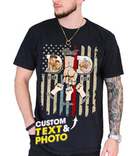 Custom Fathers Day Shirts, Personalized Best Dad Ever T-Shirt with Kids Name, Custom Dad Grandpa Shirt with Photo, for Husband, Gift from Kids