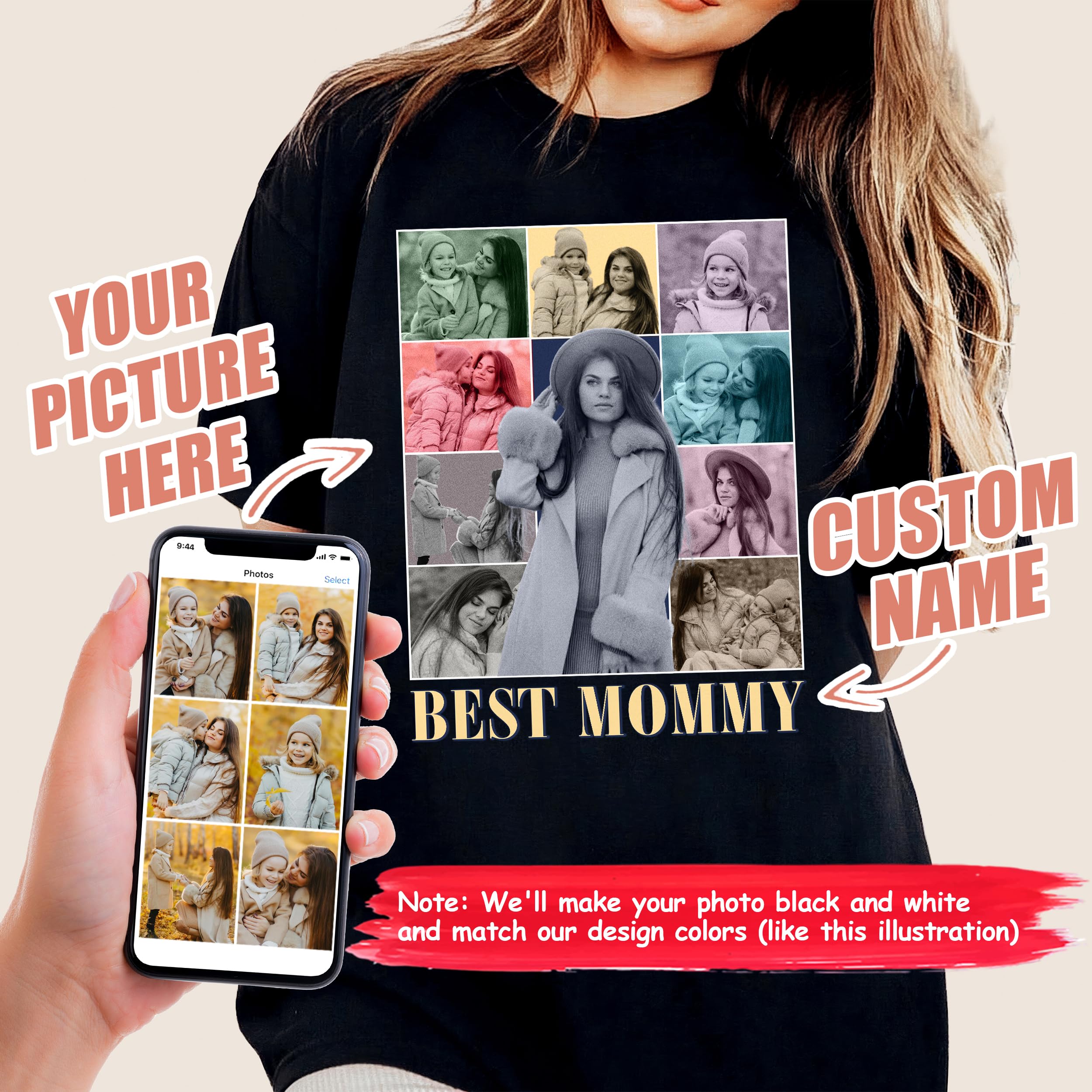Mit & Mia Custom Design Your Own Custom Tee Personalized Photo Shirt Vintage Tee in Mom Era Birthday Gift Mothers Day Shirt for Mom