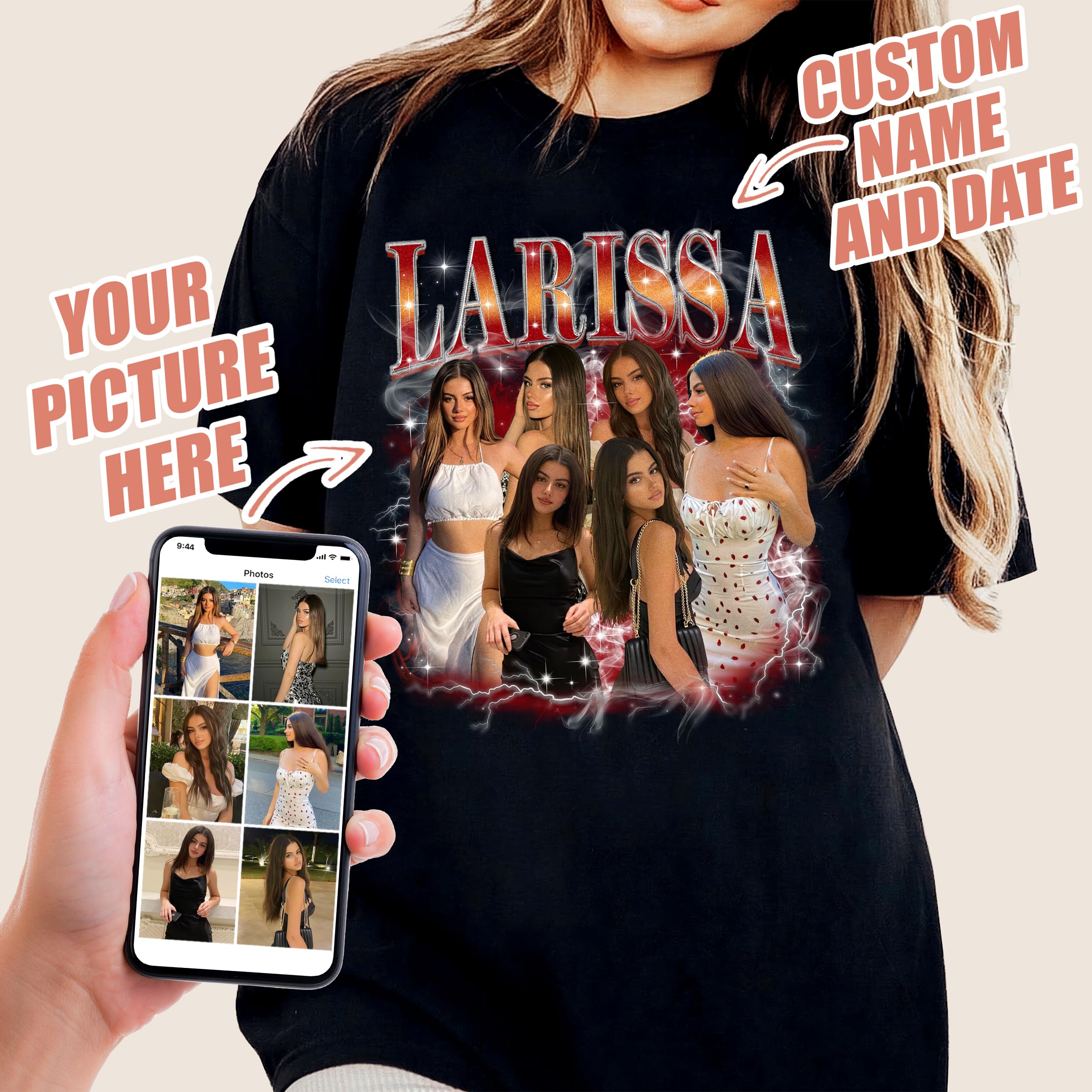 Custom Your Own Bootleg Rap Tee Shirts Custom Vintage Shirt for Boyfriend Custom Graphic Tees Christmas Birthday Gift, Large, Style #01