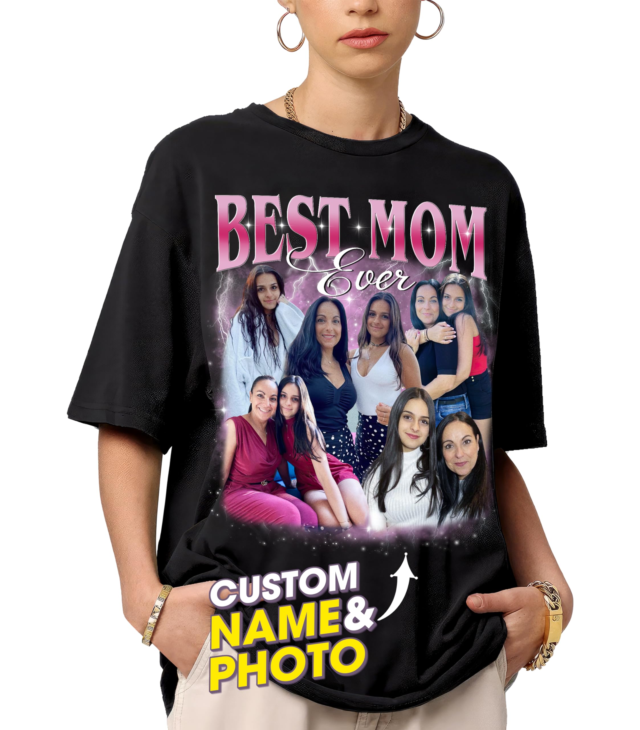 Mit & Mia Custom Your Own Bootleg Rap Tee Shirts Personalized Mom Shirt Custom Your Text Vintage Shirt Custom Graphic Tees Mothers Day Birthday Gift