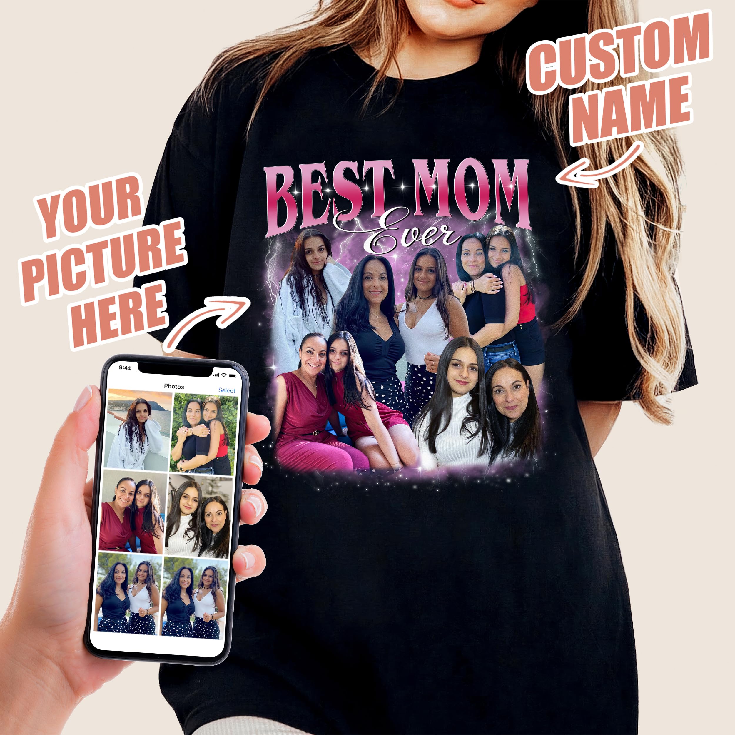 Mit & Mia Custom Your Own Bootleg Rap Tee Shirts Personalized Mom Shirt Custom Your Text Vintage Shirt Custom Graphic Tees Mothers Day Birthday Gift