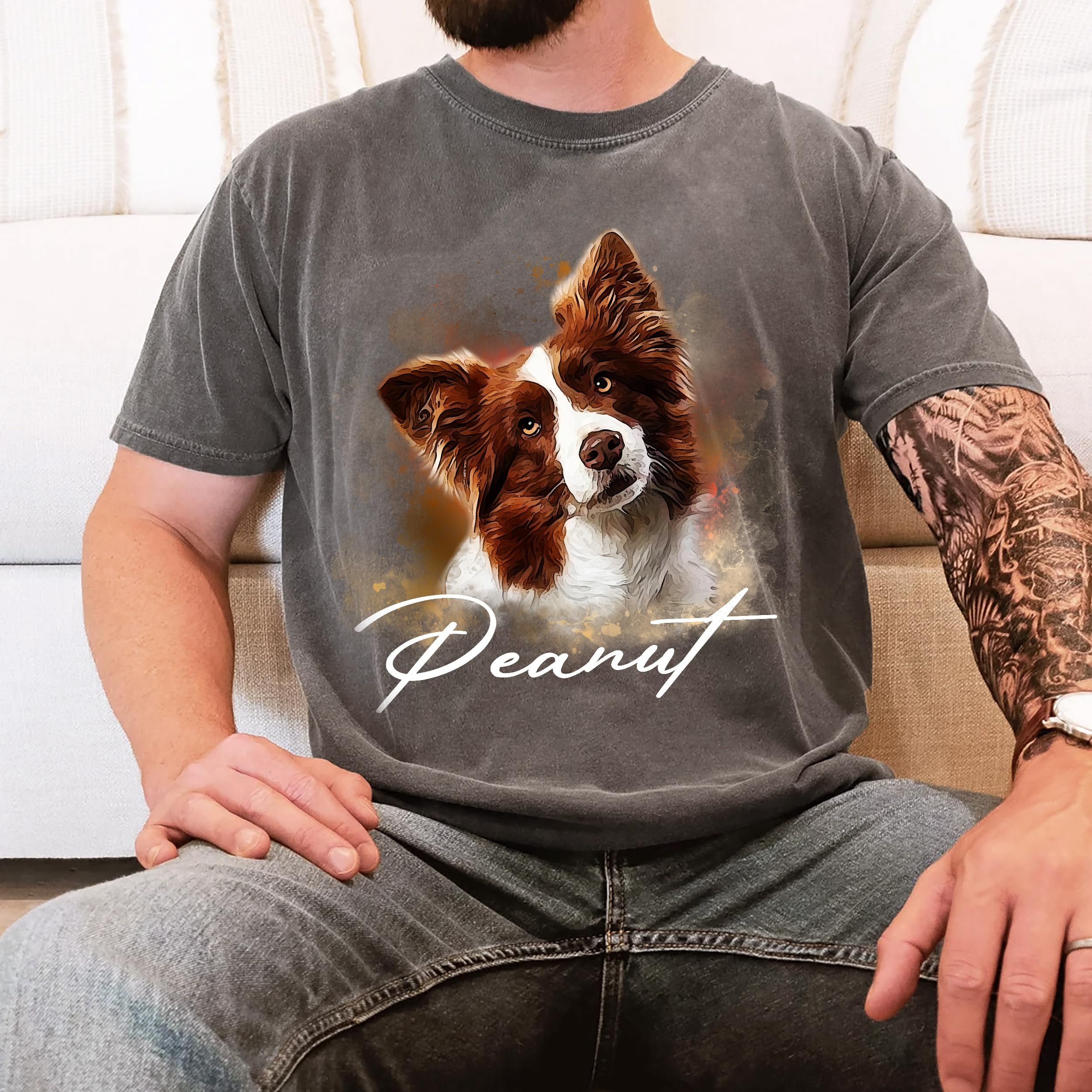 Mit & Mia Custom Dog Shirts Personalized Shirt with Face Photo Custom Pet Shirts 90s Vintage Shirt Unique Birthday Gifts for Dog Cat Lovers