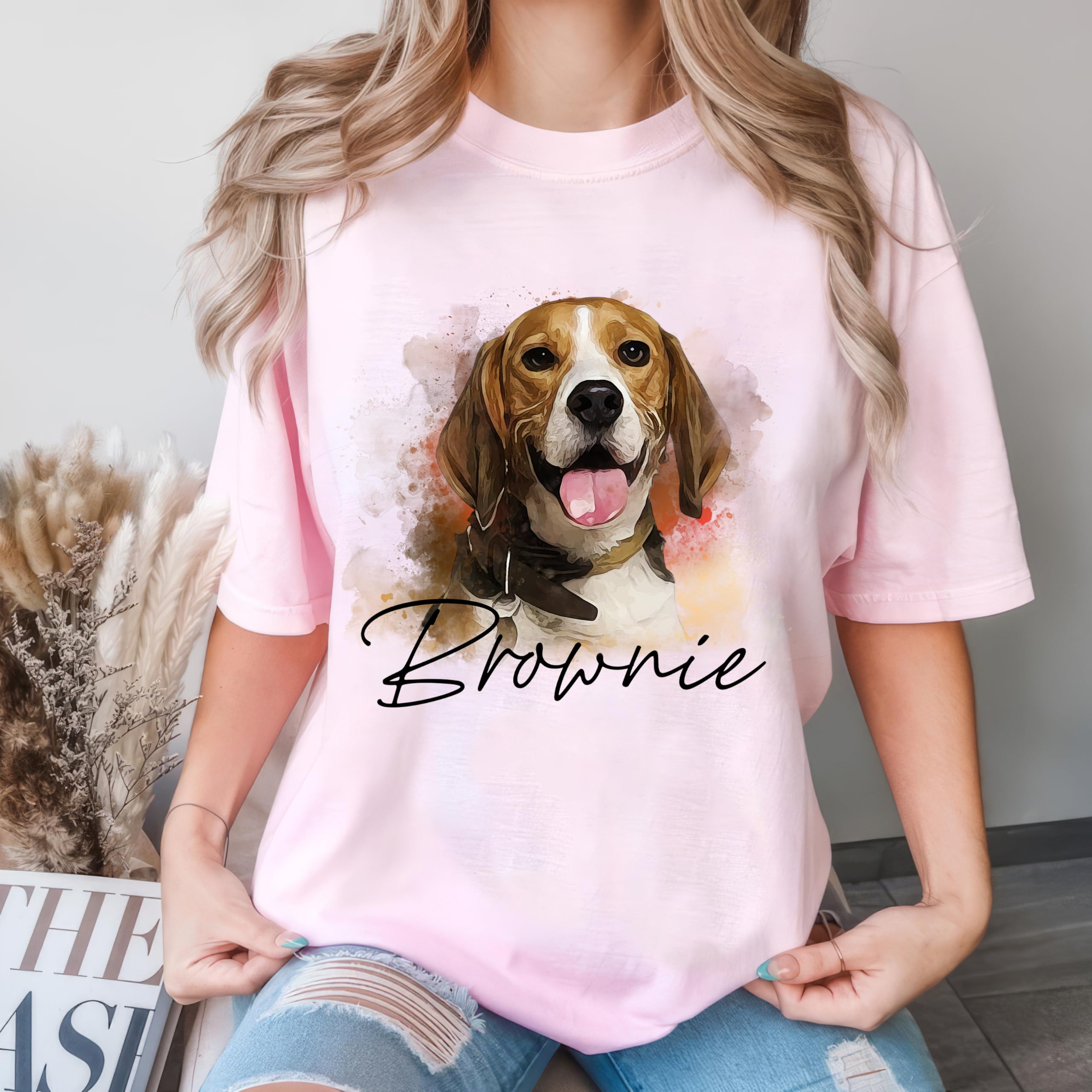 Mit & Mia Custom Dog Shirts Personalized Shirt with Face Photo Custom Pet Shirts 90s Vintage Shirt Unique Birthday Gifts for Dog Cat Lovers